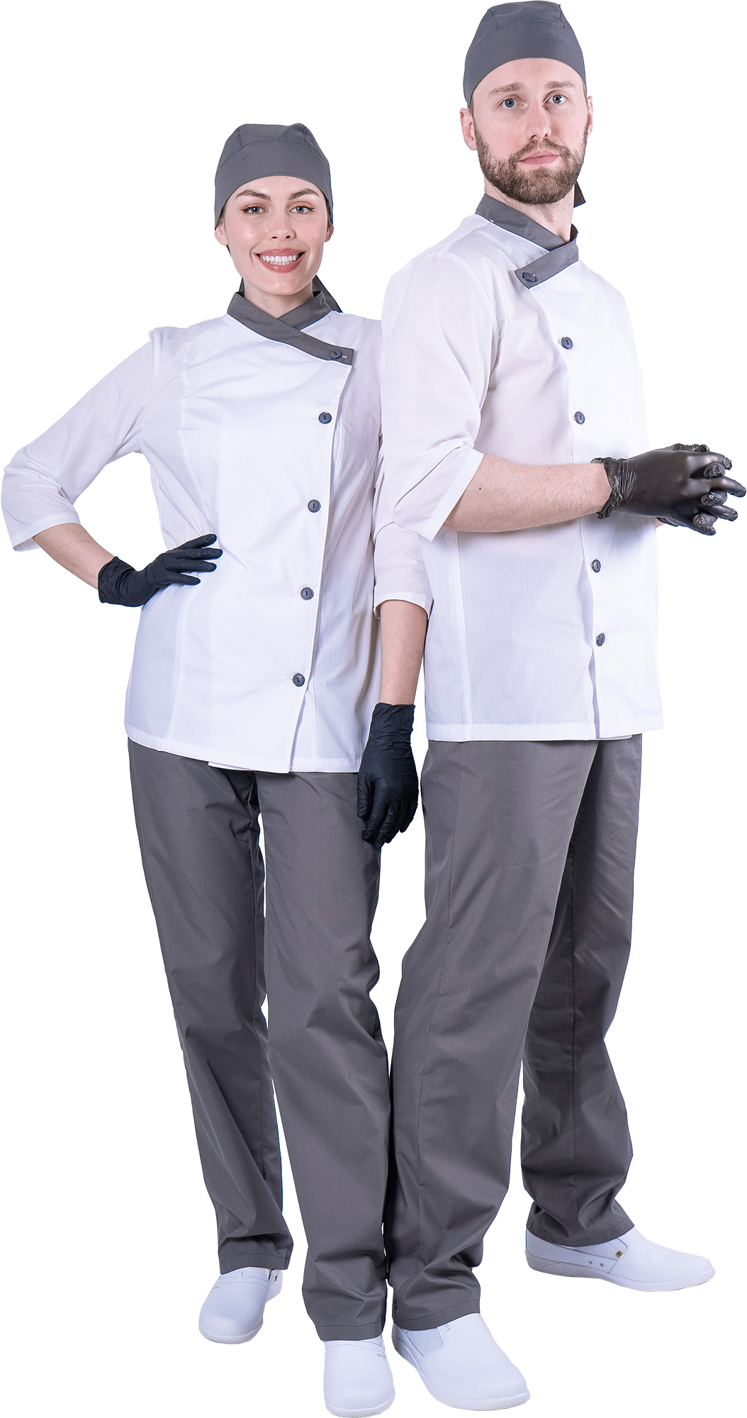 Костюм БИСТРО, белый-т/серый, женский