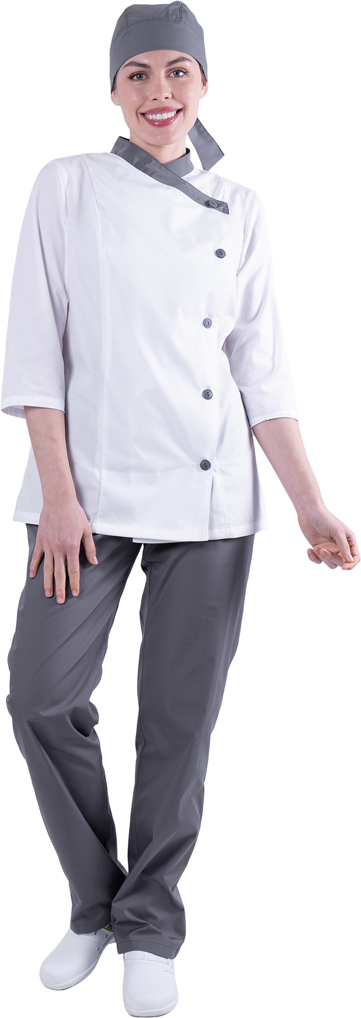 Костюм БИСТРО, белый-т/серый, женский