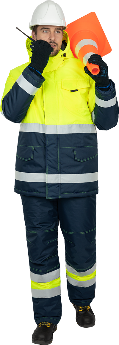Костюм БРАЙТ зимний, Со - 3-й класс защиты, Тн - 2-й класс защиты, флуоресцентный желтый-синий