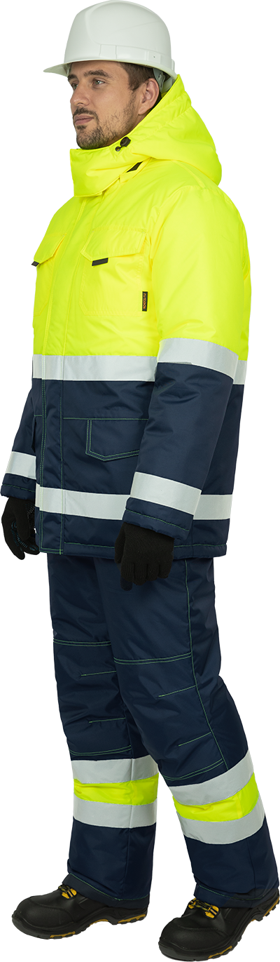 Костюм БРАЙТ зимний, Со - 3-й класс защиты, Тн - 2-й класс защиты, флуоресцентный желтый-синий