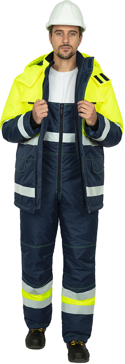Костюм БРАЙТ зимний, Со - 3-й класс защиты, Тн - 2-й класс защиты, флуоресцентный желтый-синий