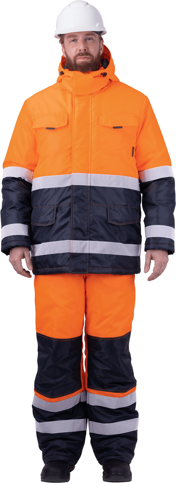 Костюм БРАЙТ зимний, Со - 3-й класс защиты, Тнв - 2-й класс защиты, флуоресцентный оранжевый-синий