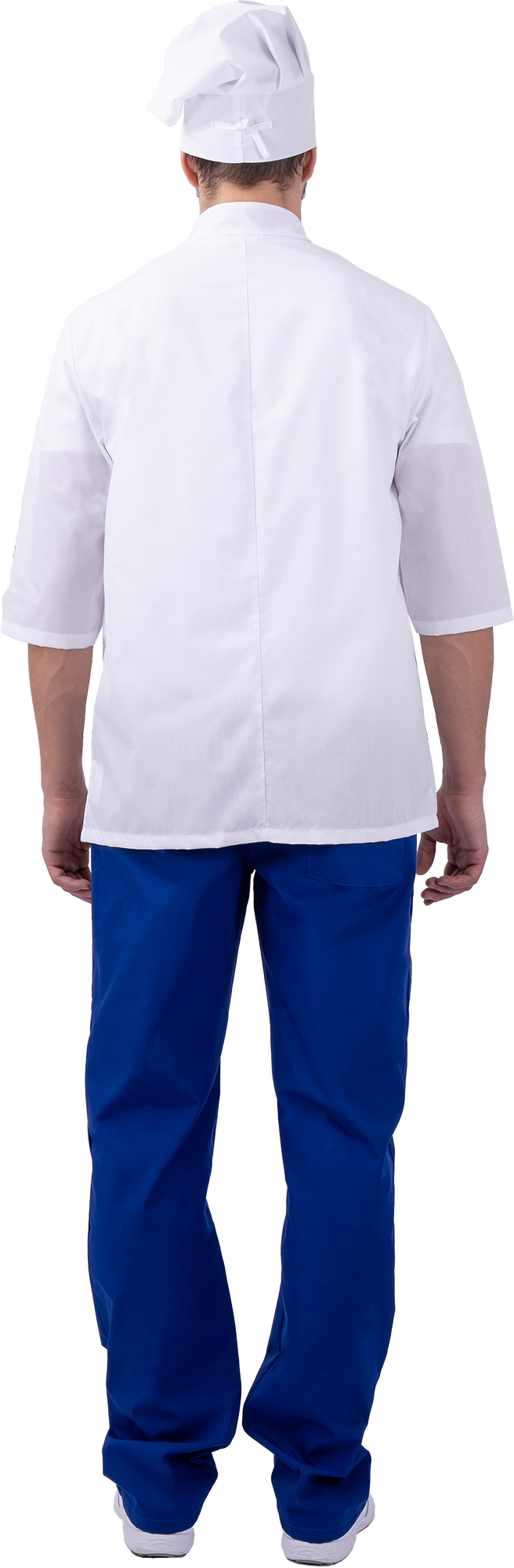 Костюм ШЕФ-ПОВАР, белый-василек