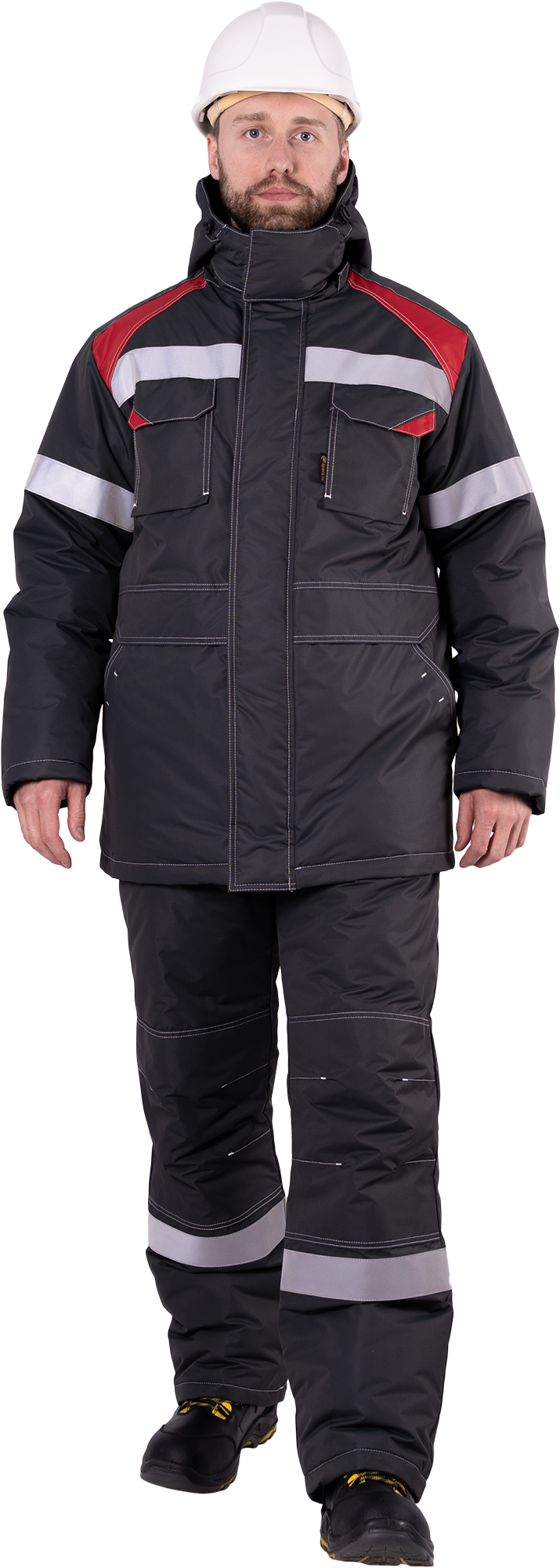 Костюм СТАРАТЕЛЬ зимний, серый-красный Импорт