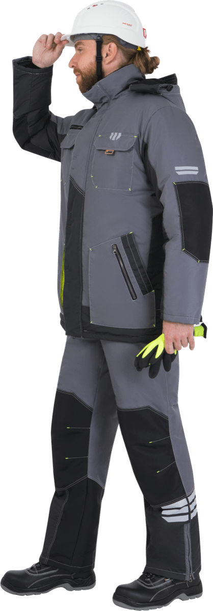Куртка ЭДВАНС зимняя, серый-т.серый-лимонная отделка Импорт