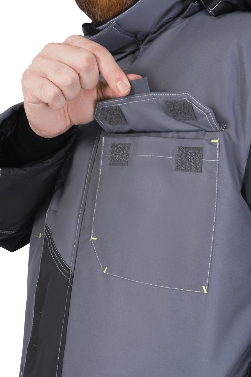 Куртка ЭДВАНС зимняя, серый-т.серый-лимонная отделка Импорт