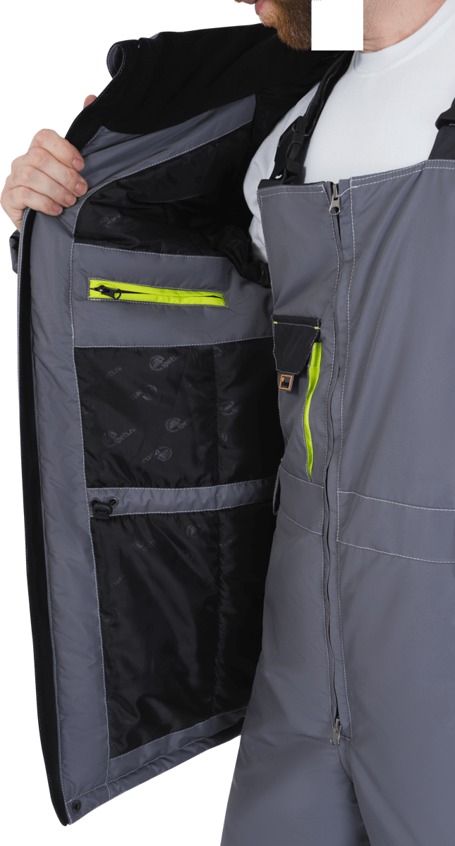 Куртка ЭДВАНС зимняя, серый-т.серый-лимонная отделка Импорт