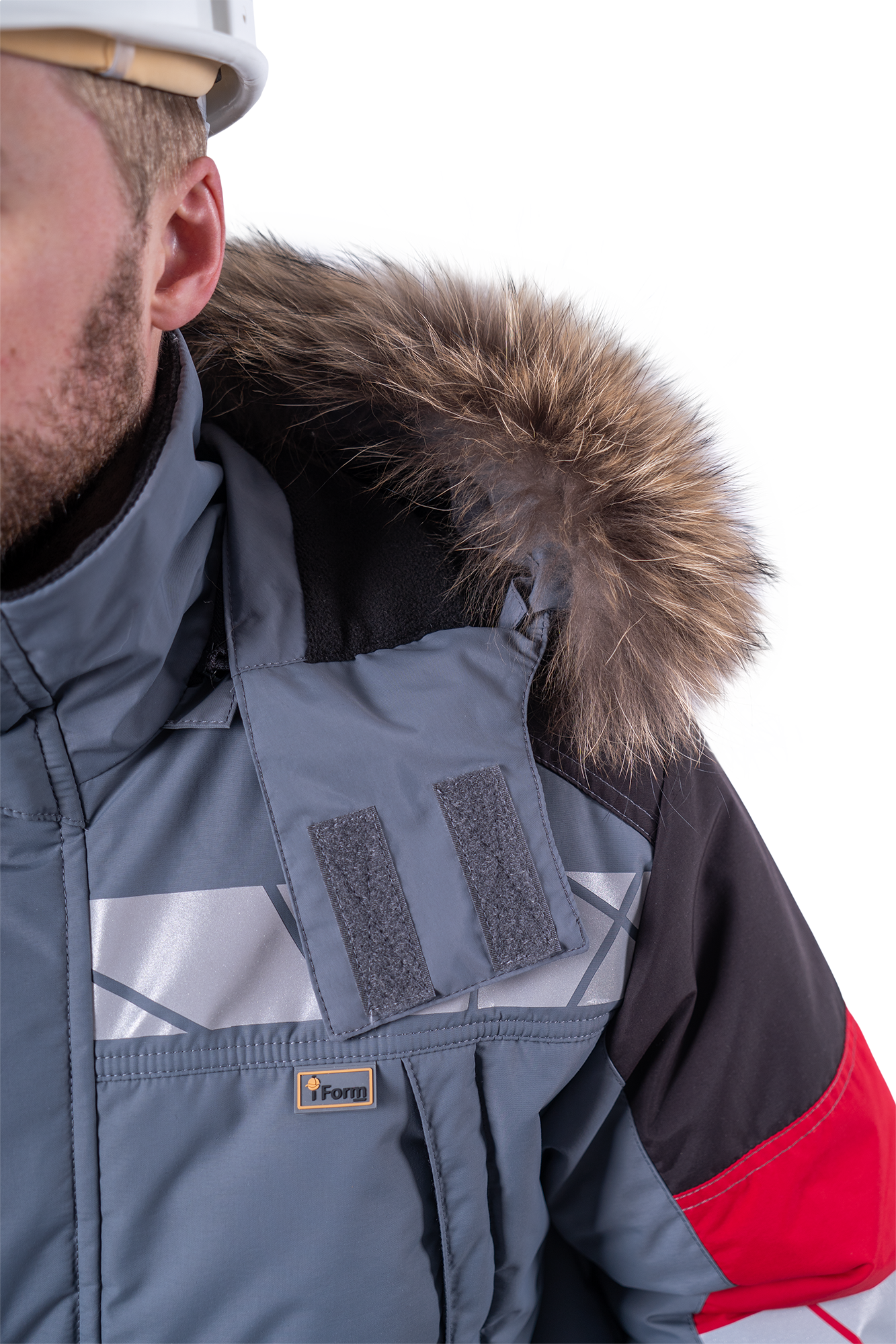 Куртка ХАЙ-ТЕК SAFETY зимняя, серый-красный-черный