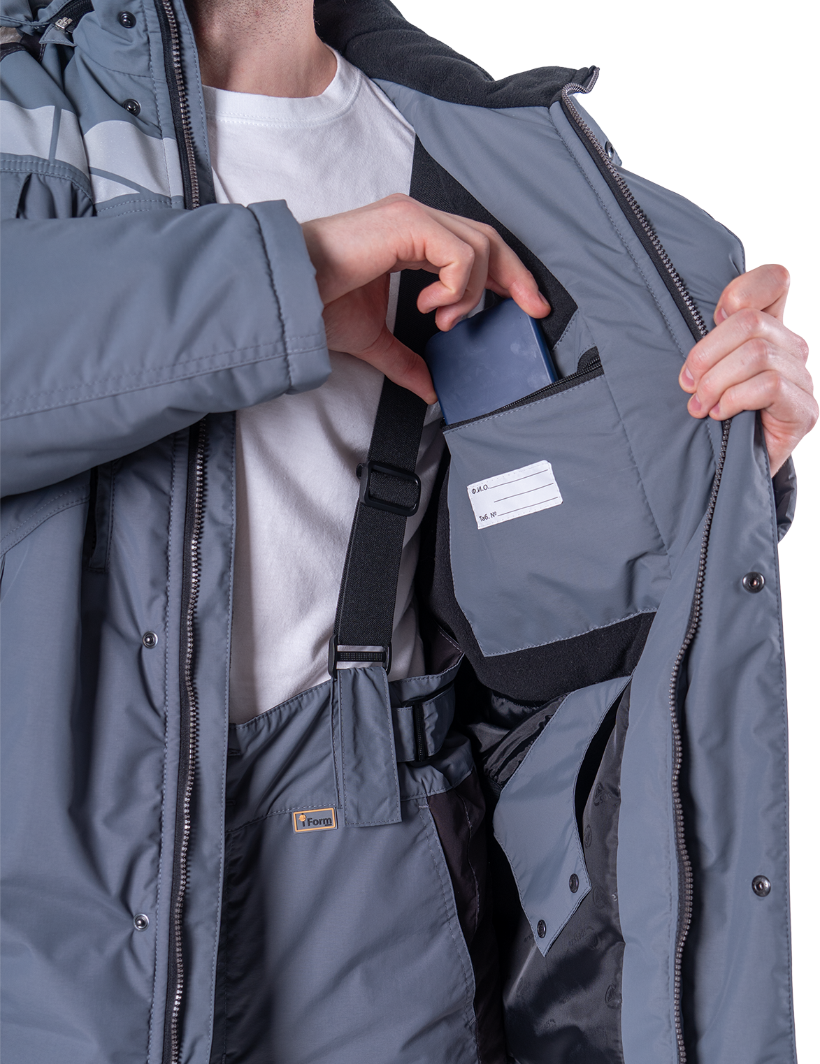 Куртка ХАЙ-ТЕК SAFETY зимняя, серый-красный-черный