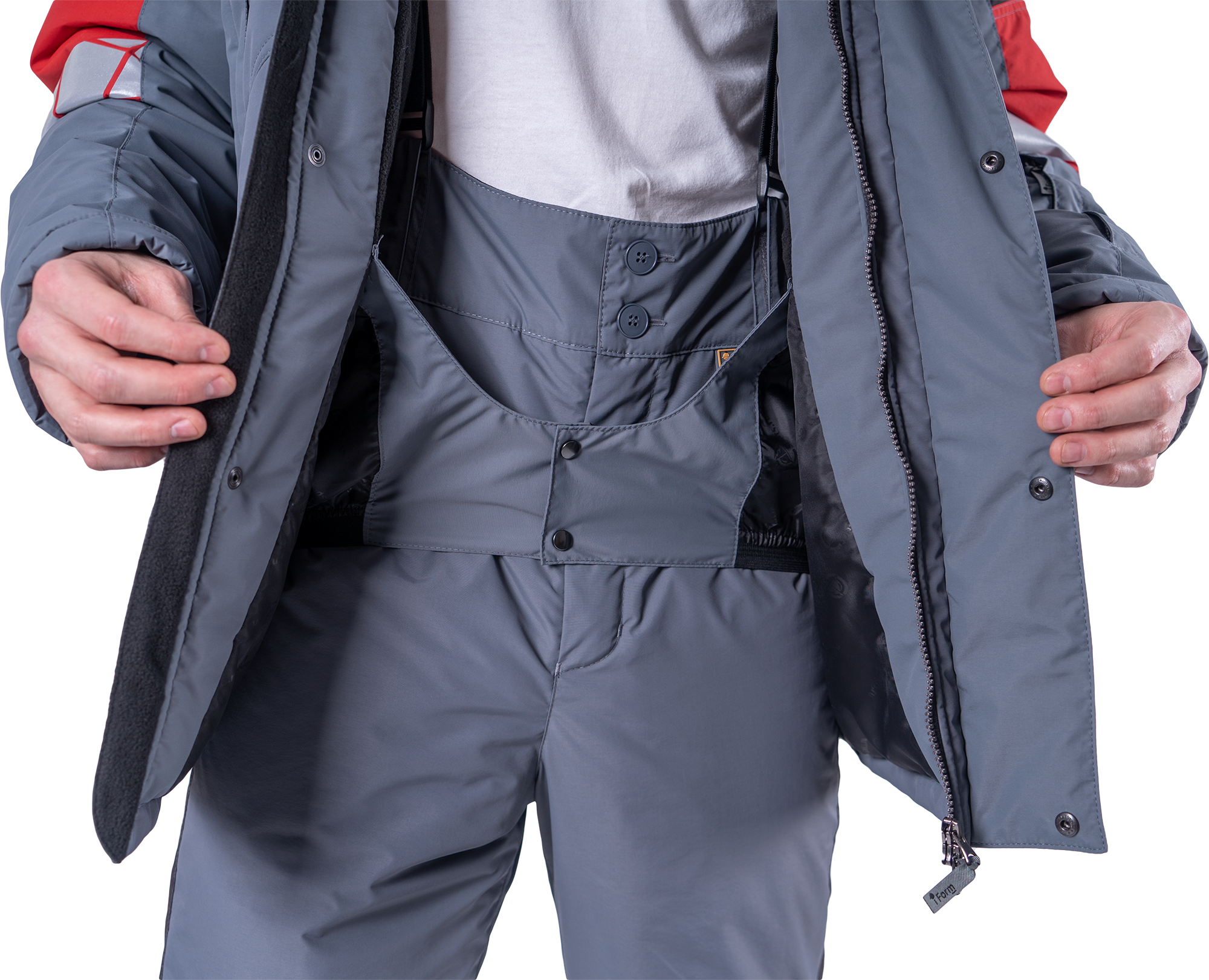 Куртка ХАЙ-ТЕК SAFETY зимняя, серый-красный-черный