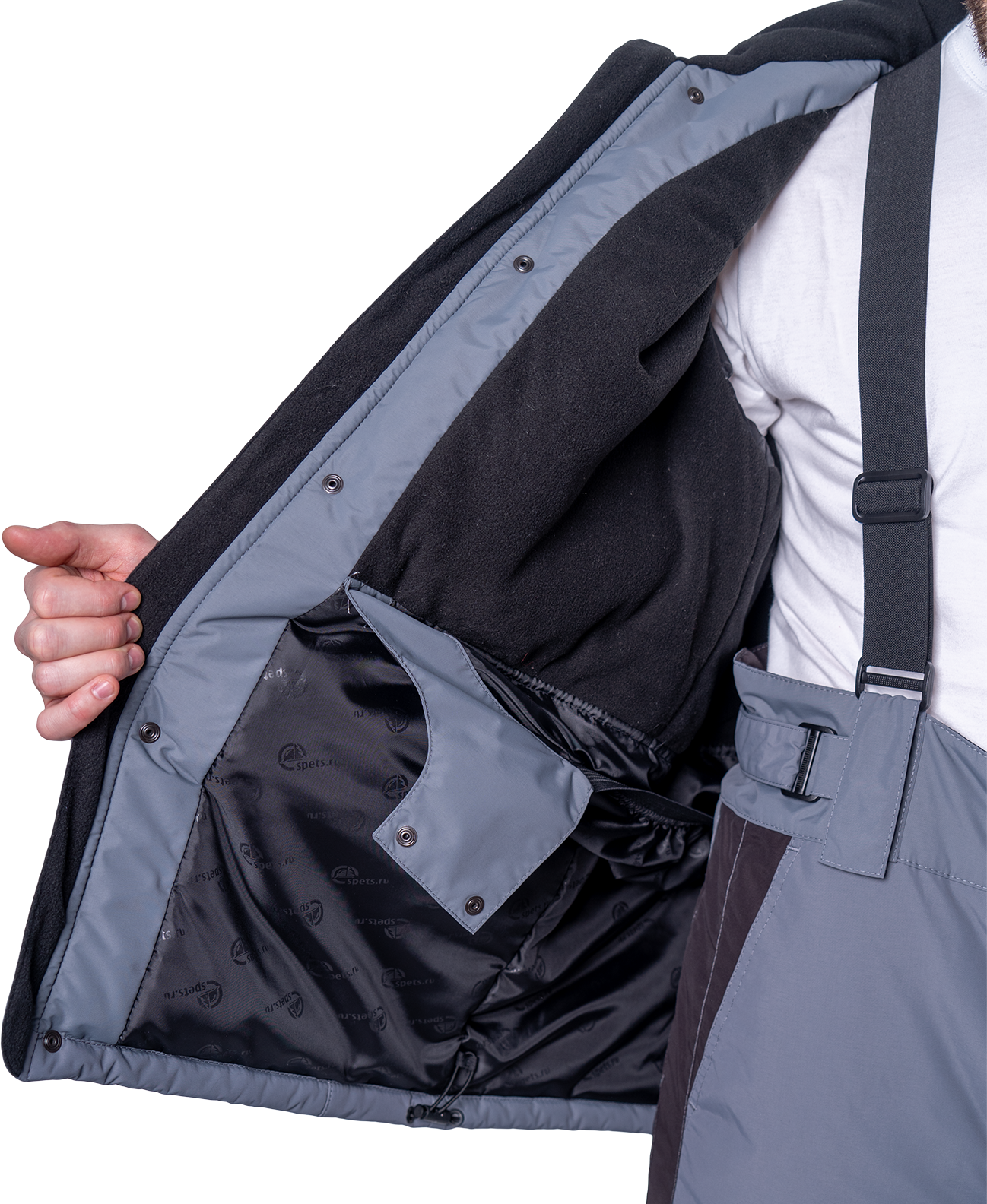 Куртка ХАЙ-ТЕК SAFETY зимняя, серый-красный-черный