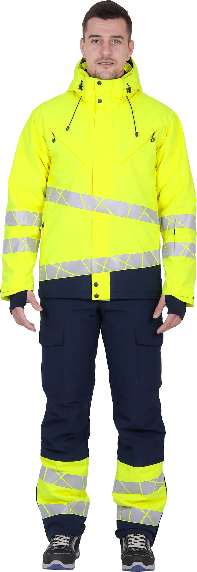 Куртка мужская утепленная ACTIVE, флуоресцентный желтый-синий