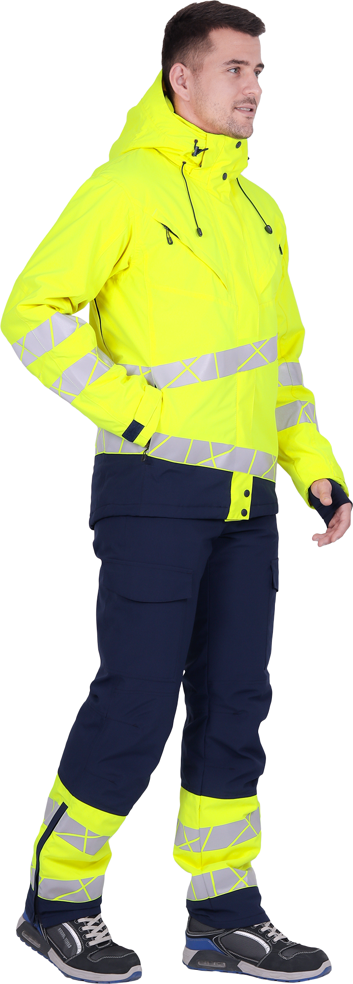 Куртка мужская утепленная ACTIVE, флуоресцентный желтый-синий