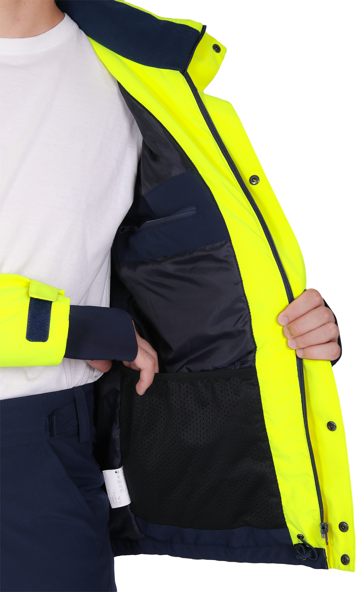 Куртка мужская утепленная ACTIVE, флуоресцентный желтый-синий