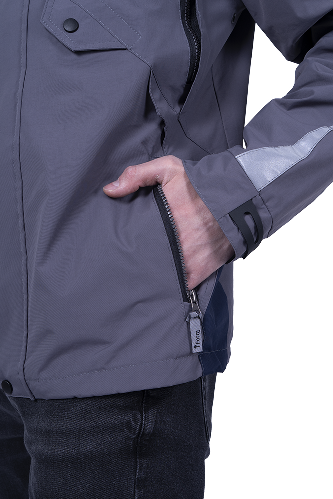 Куртка-штормовка РЕСПЕКТ, серый-т/синий