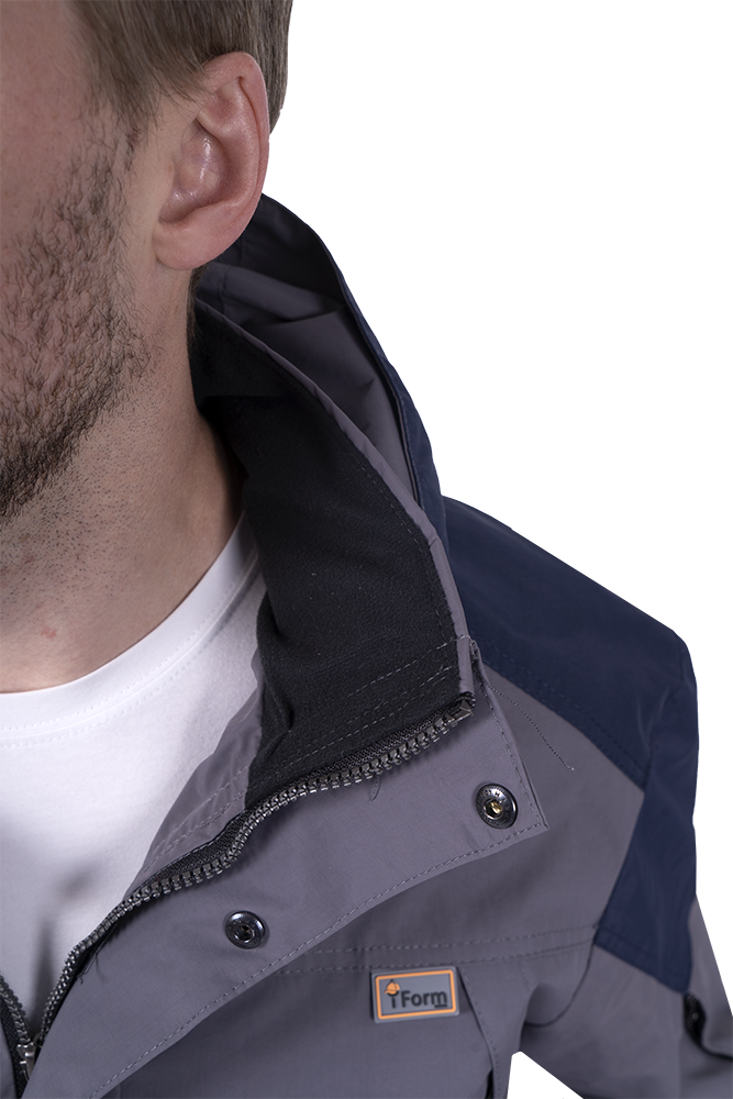 Куртка-штормовка РЕСПЕКТ, серый-т/синий