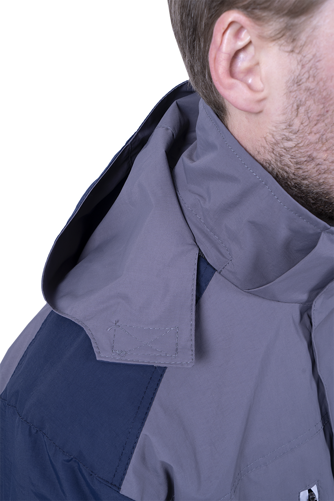 Куртка-штормовка РЕСПЕКТ, серый-т/синий
