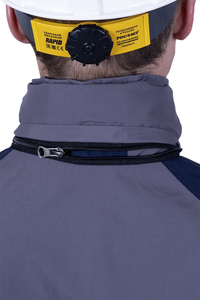 Куртка-штормовка РЕСПЕКТ, серый-т/синий