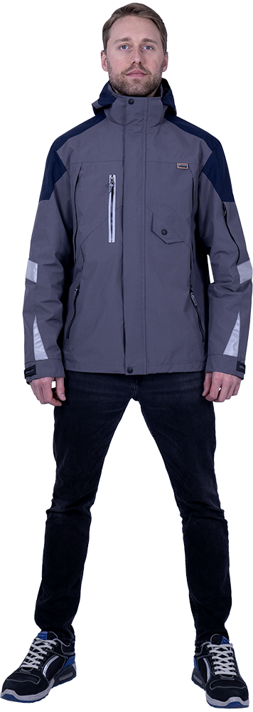 Куртка-штормовка РЕСПЕКТ, серый-т/синий